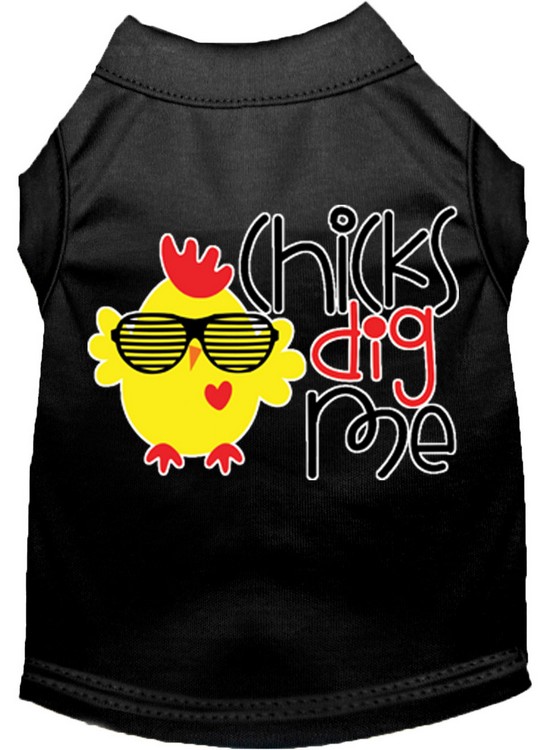 Chicks Dig Me Screen Print Dog Shirt Black XL